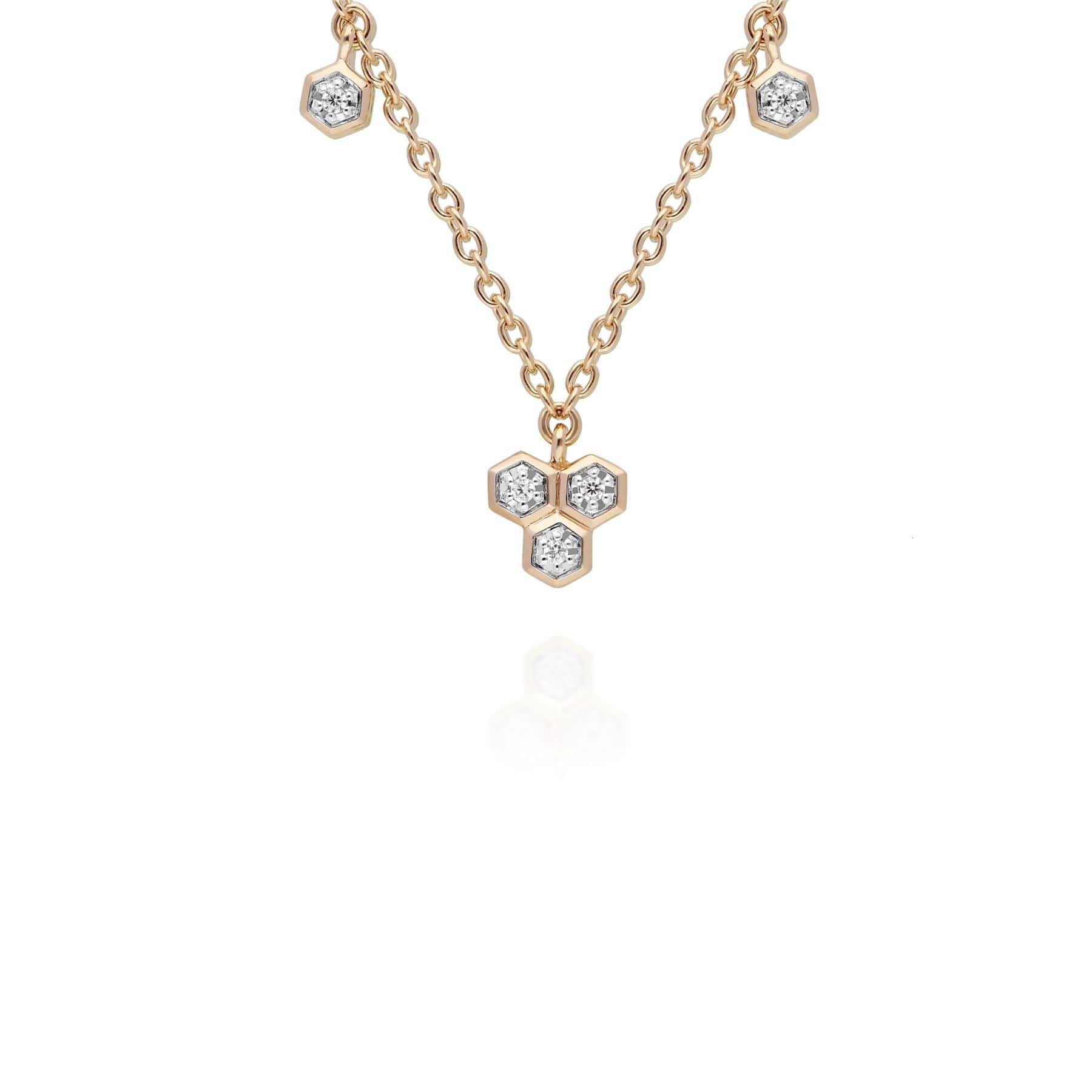 Trilogy diamond necklace on 9ct yellow gold chain