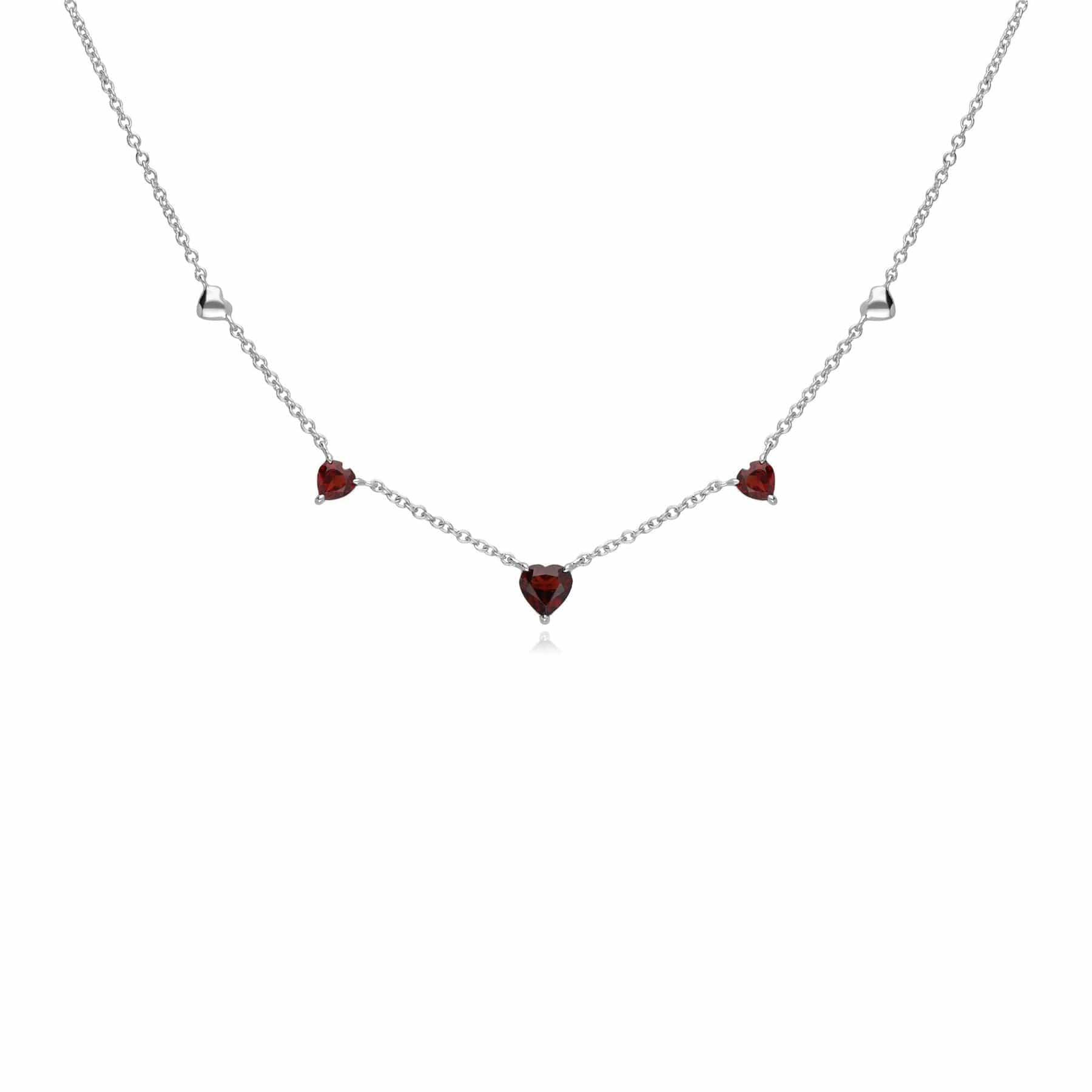 Gemondo Red Garnet Gemstone Love Heart Necklace in 9ct White Gold