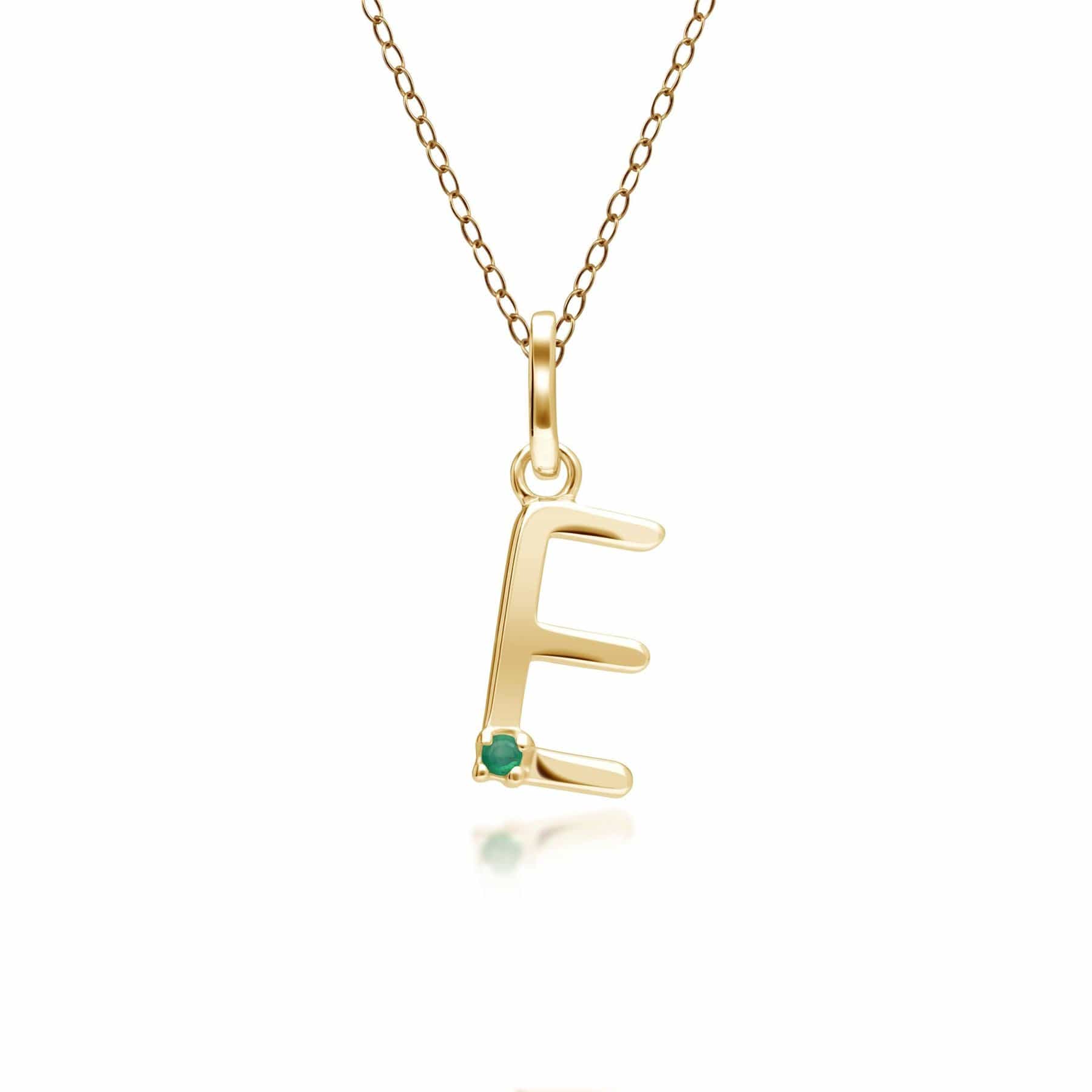 135P2057019 Initial Emerald Letter Necklace In 9ct Yellow Gold 6