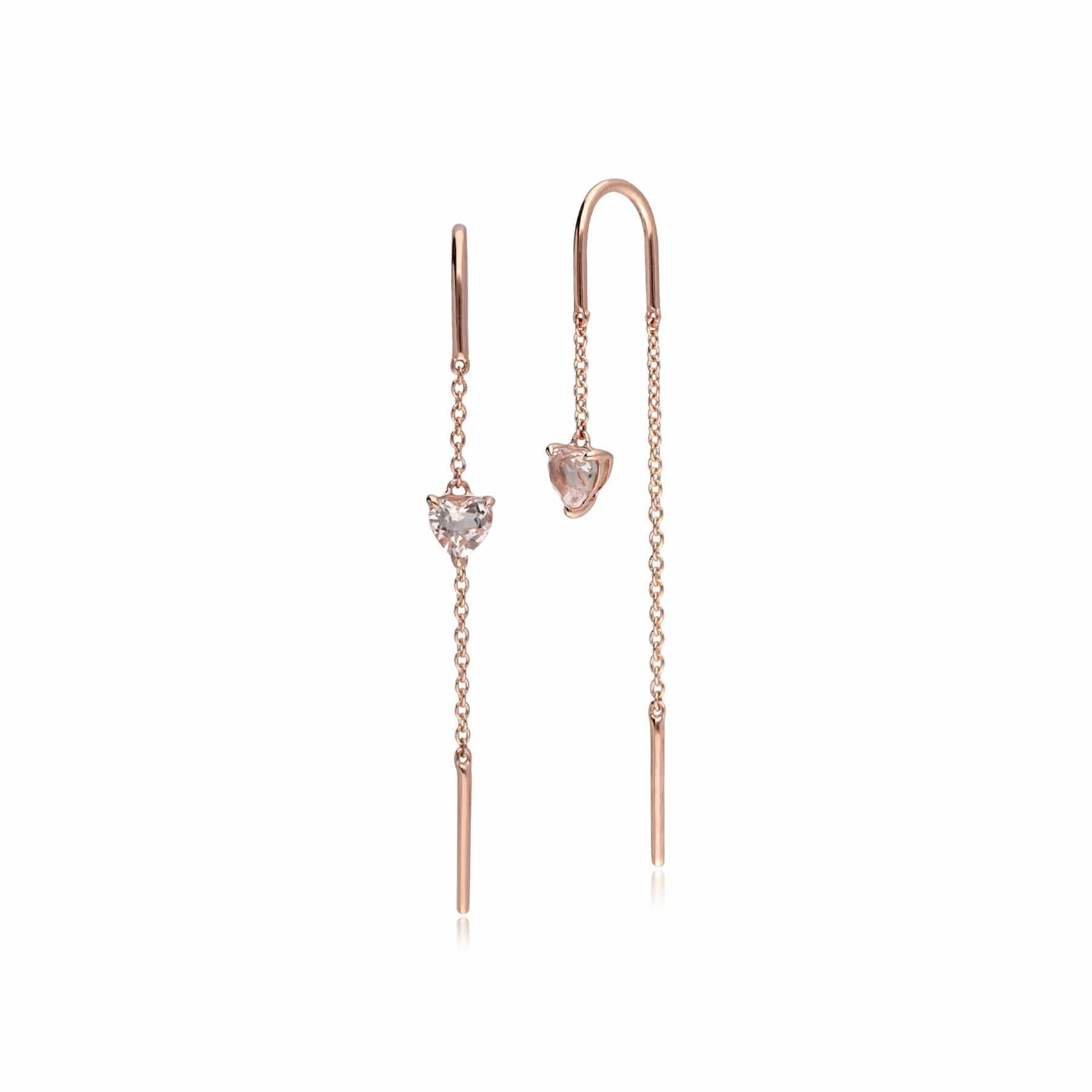 135E1756019 Morganite Heart Threader Earrings in 9ct Rose Gold 1