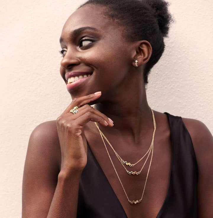 135N0361019 Honeycomb Inspired Citrine Link Necklace in 9ct Yellow Gold 5