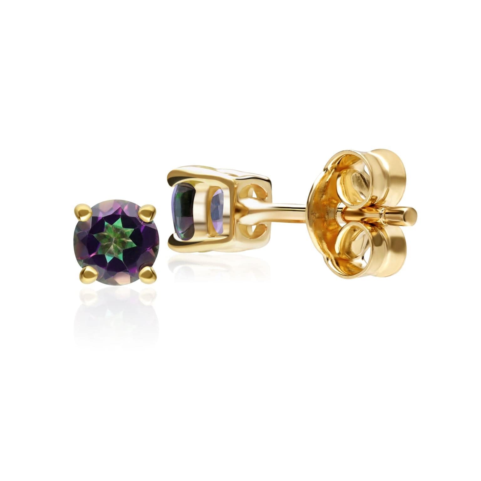Classic Round Mystic Topaz Claw Set Stud Earrings in 9ct Yellow Gold - Gemondo