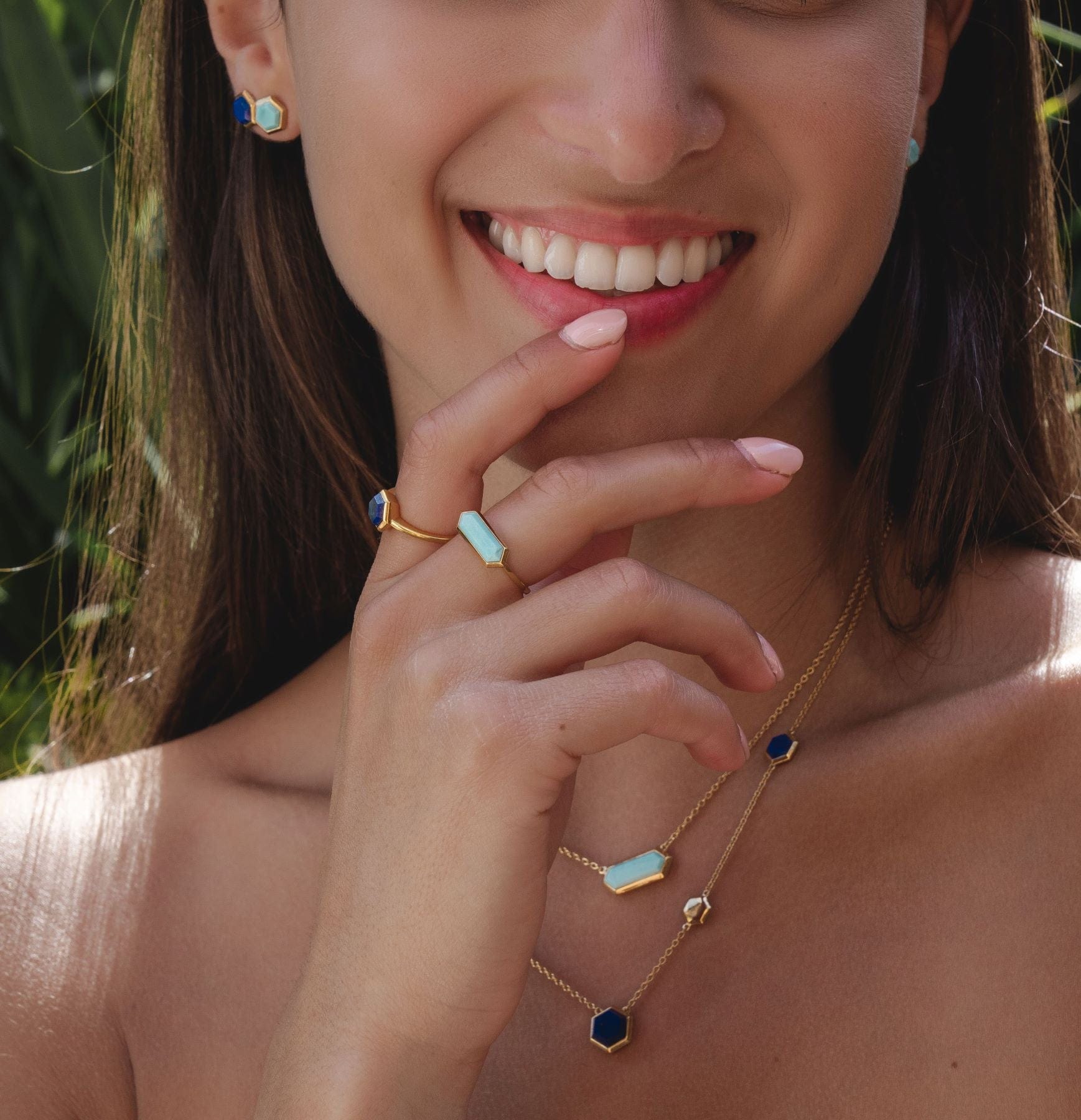 Geometric Lapis & Turquoise Gemstone Jewellery | Gemondo