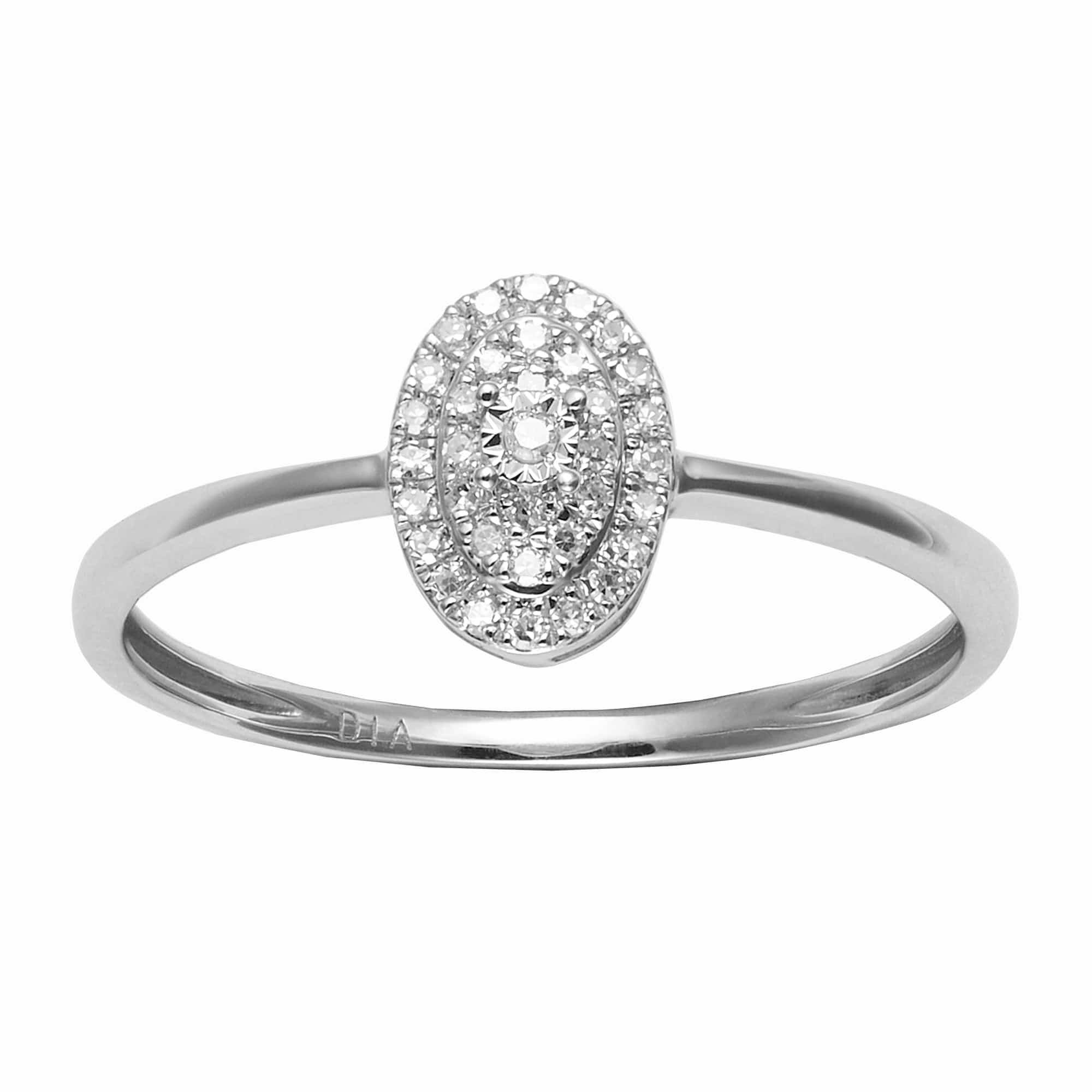 Classic Oval Diamond Cluster Ring in 9ct White Gold - Gemondo