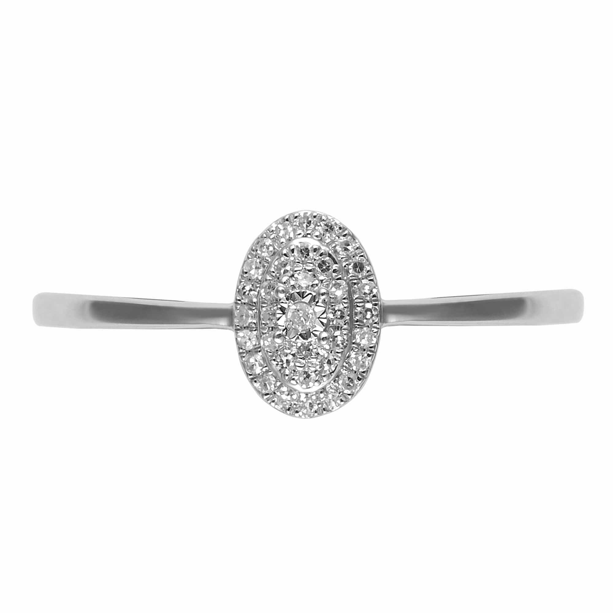 Classic Oval Diamond Cluster Ring in 9ct White Gold - Gemondo
