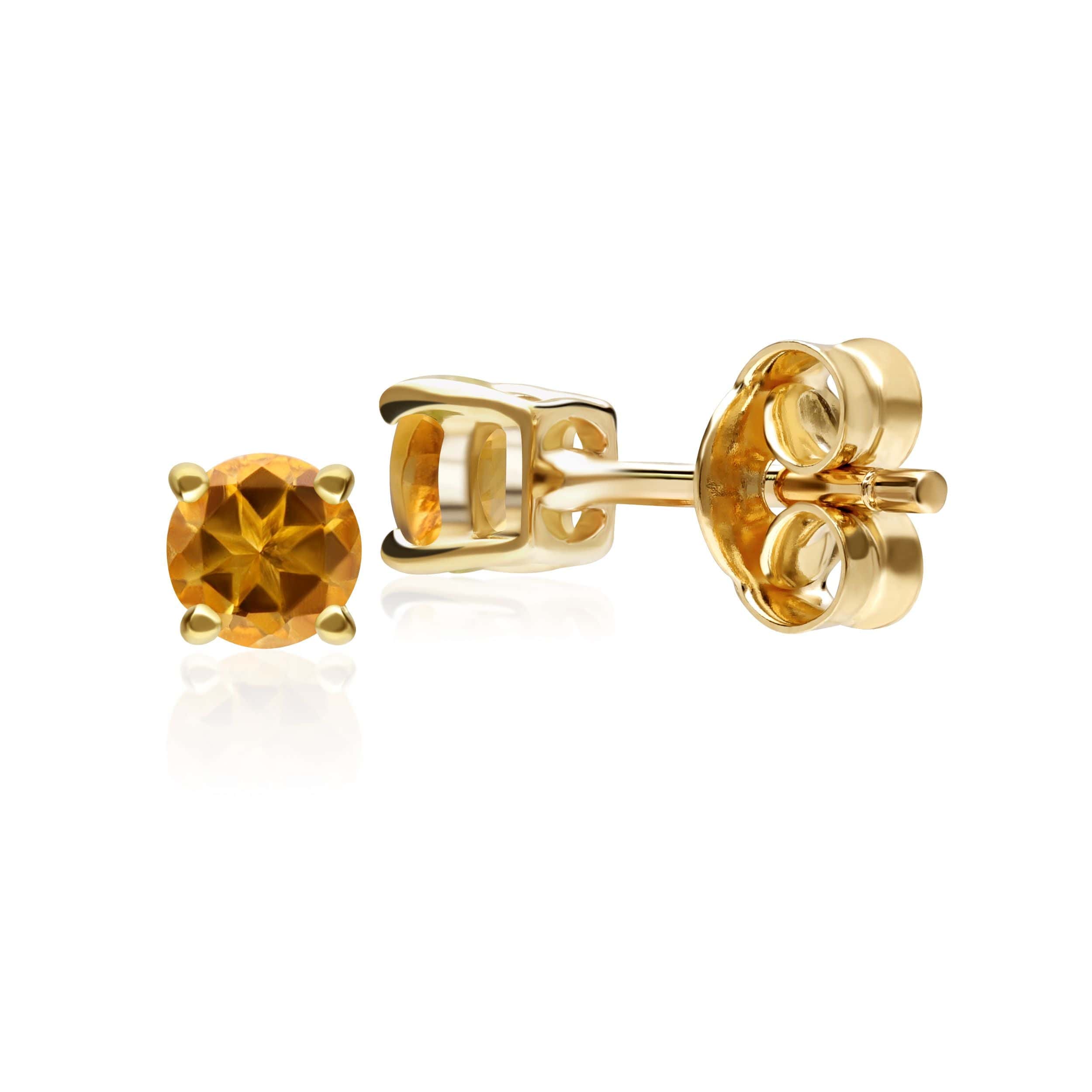 classic Round Citrine Claw Set Stud Earrings in 9ct Yellow Gold image 2